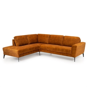 Stamford sofa med Open End - 252 x 209 cm. - Velour stof Adore Gold - Venstre - Set forfra